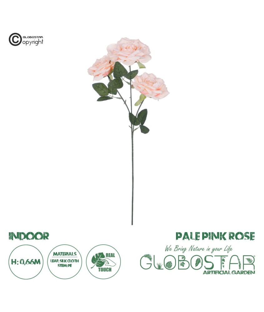 GloboStar® Artificial Garden PALE PINK CLIMBING ROSE BRANCH 21195 Τεχνητό Διακοσμητικό Κλαδί Τριαντάφυλλο απαλό Ροζ Y66cm